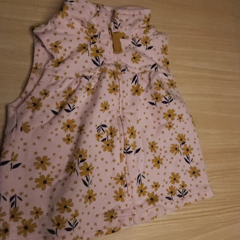 Carter's Infant Girls Pink Floral Sweatshirt Vest 9 Months